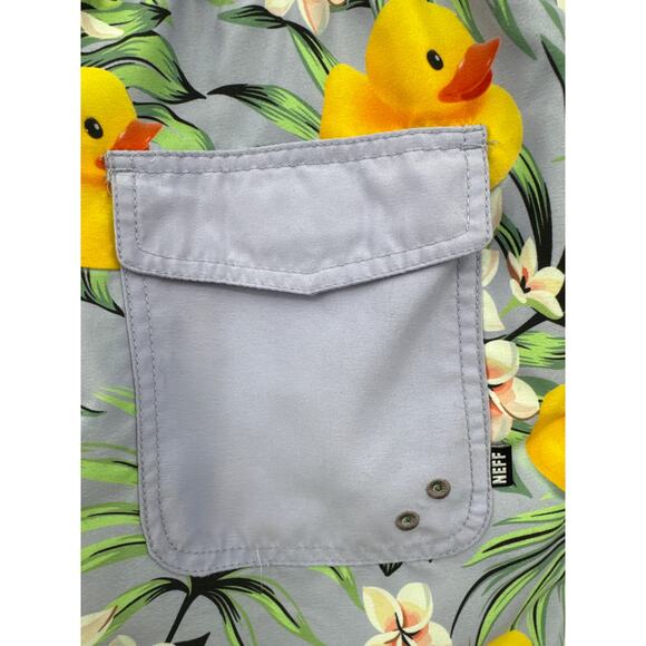 Neff Hot Tub Volley 17 inch Swim Shorts Rubber Ducky Print Purple Size Large - Picture 5 of 8